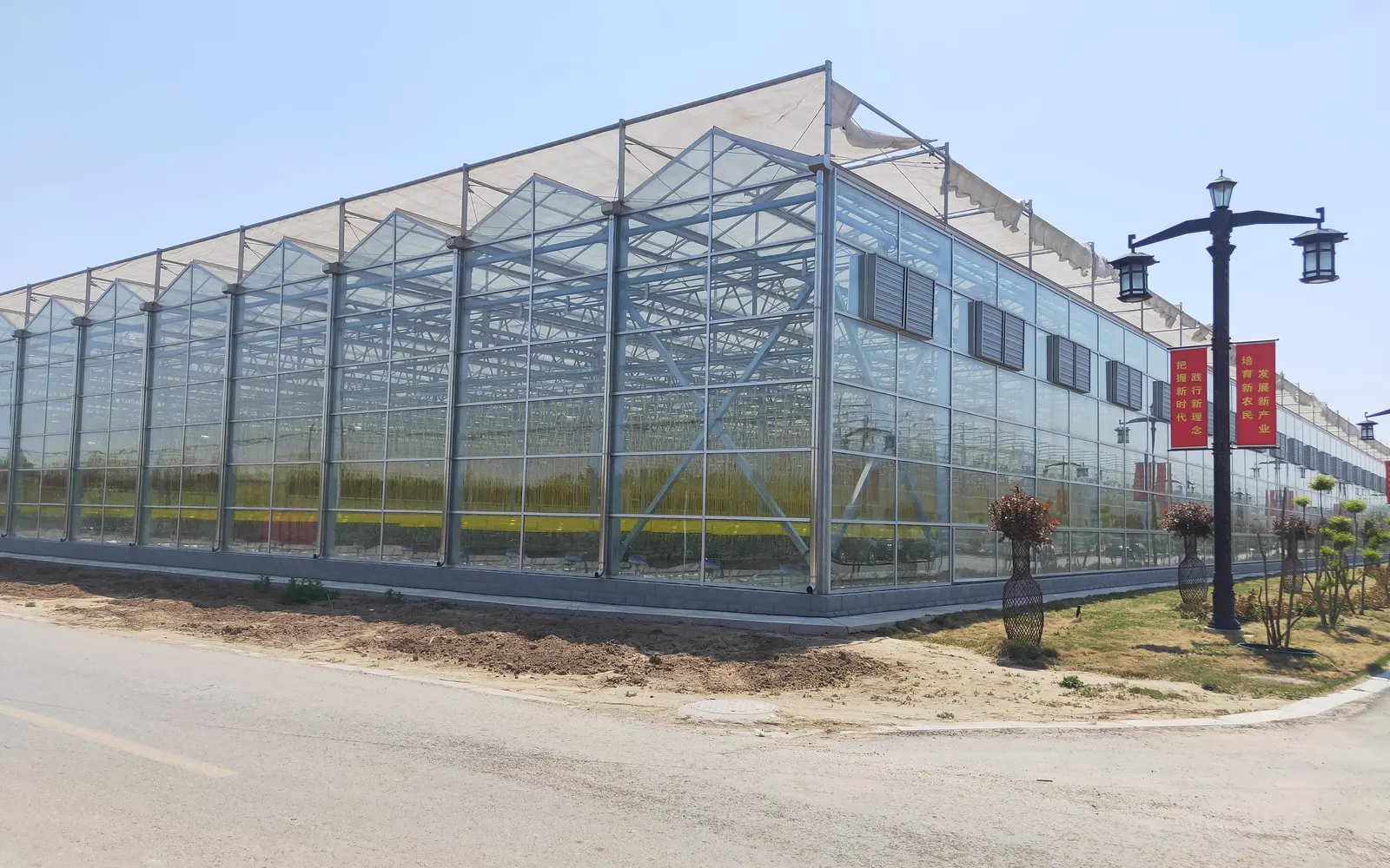 Large glass greenhouse project exterior